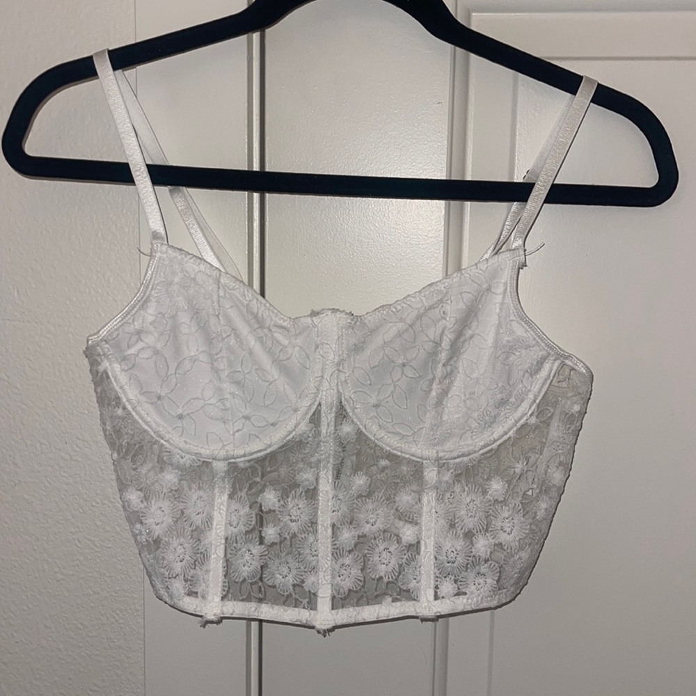 White lace corset top